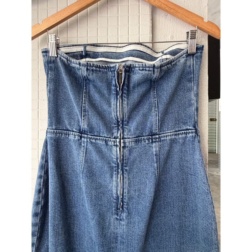 Abercrombie & Fitch Mila Strapless Denim Midi Dress Strapless M Blue 90s Y2K - Picture 7 of 10